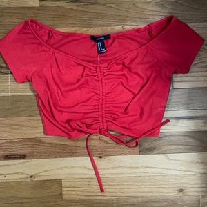 Red cropped top